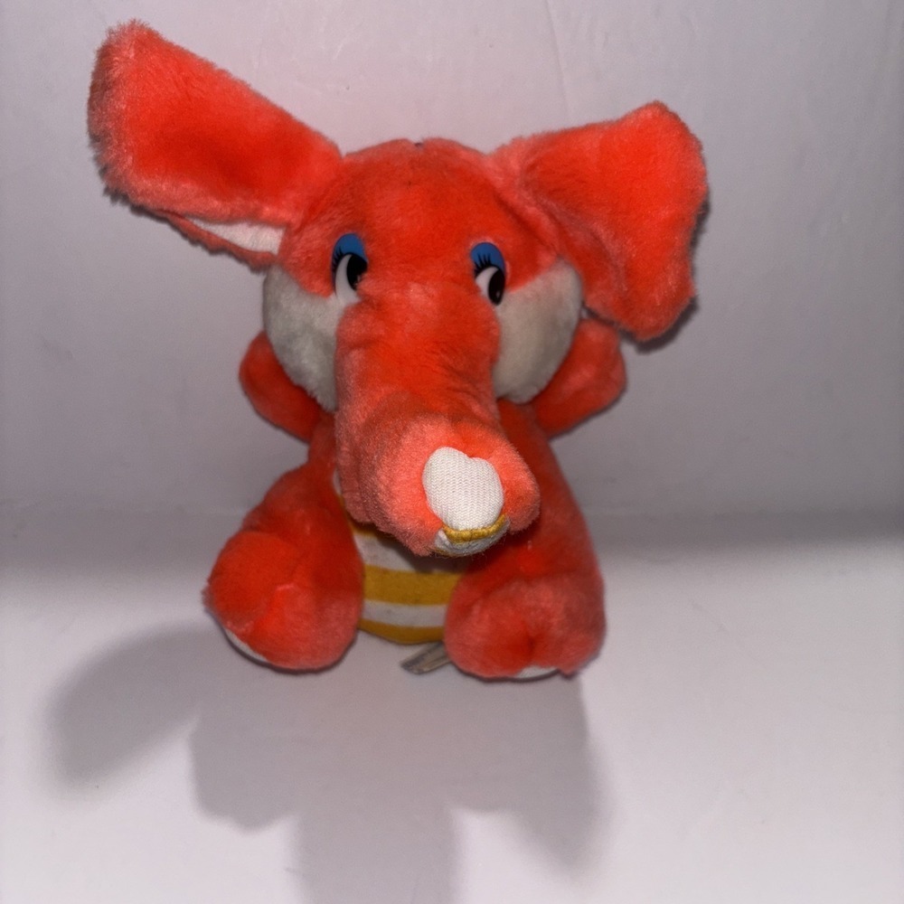 Vintage US Tops Pink Elephant‎ Or Anteater Plush 7" Stuffed Animal Fair Prize